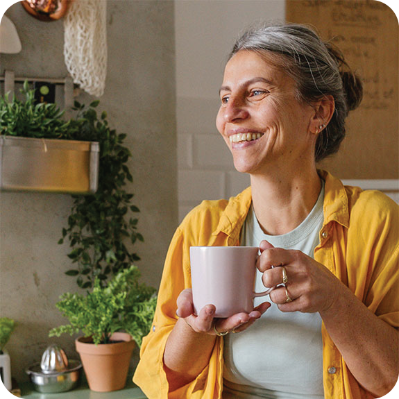 Woman enjoying a cuppa