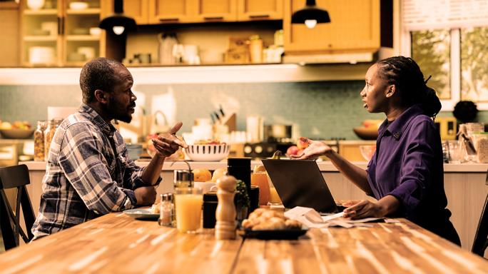 Couple discussing money