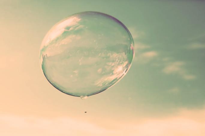 A single bubble flying