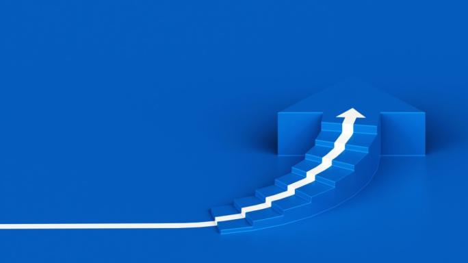 Arrow going up stairs 