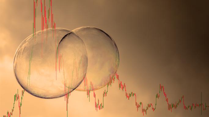 A chart overlaid with bubbles