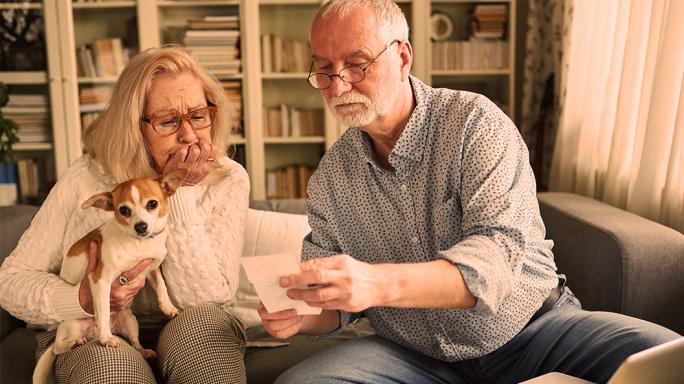 Couple checking finances