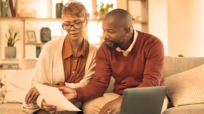 Couple looking at finances
