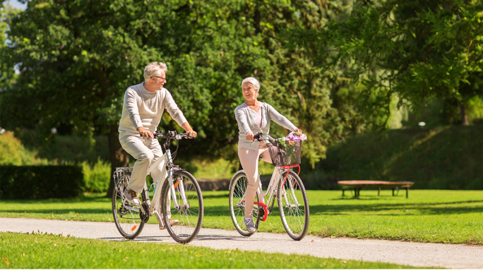 Couple riding bike