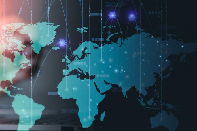 Digital map of world
