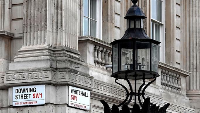 Downing Street wall and sign
