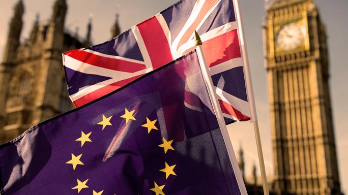EU flag and UK flag