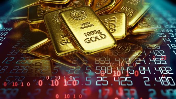 Gold bars over a price chart