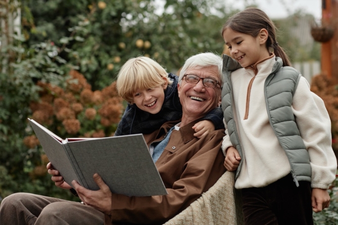 Grandad with grandchildren