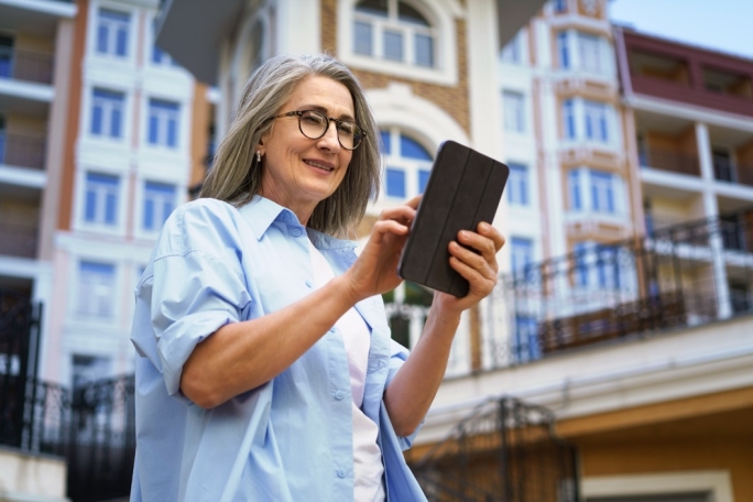 Lady checking portfolio