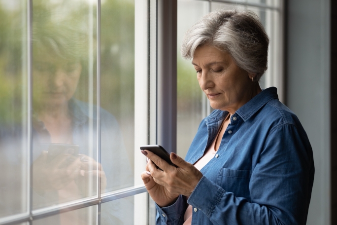 Lady looking at mobile