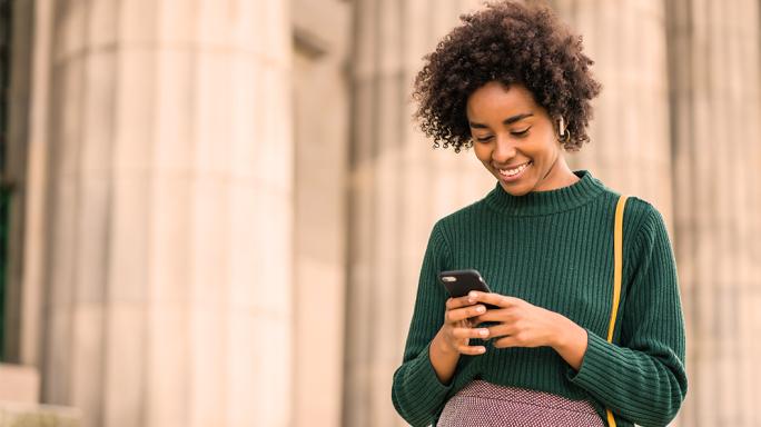Lady looking at her mobile