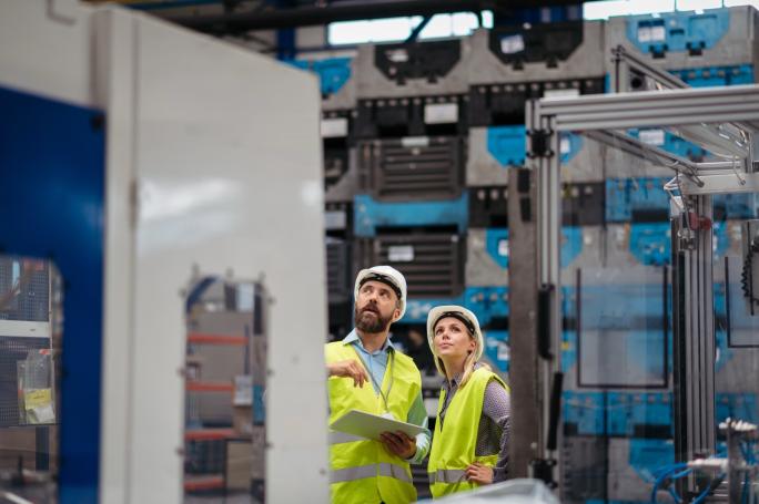 Man and woman working