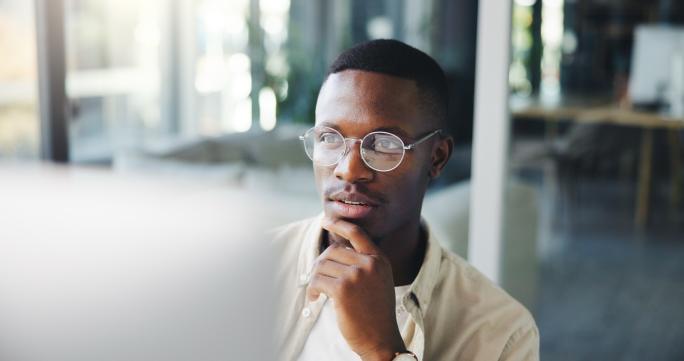 Man reading important information