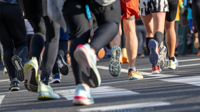 People running during a marathon race