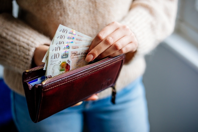 Purse with money in it
