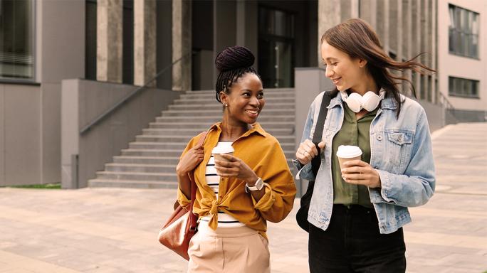 Women walking and talking