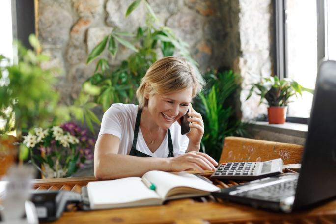 Young woman sitting at desk