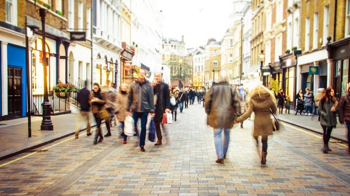 busy shopping street