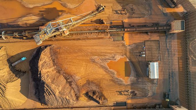 engineering vehicles working in metal mine