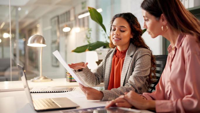 Woman with financial advisor
