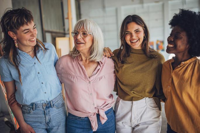 group of smiling women