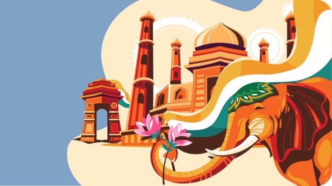 illustration of indian landmarks