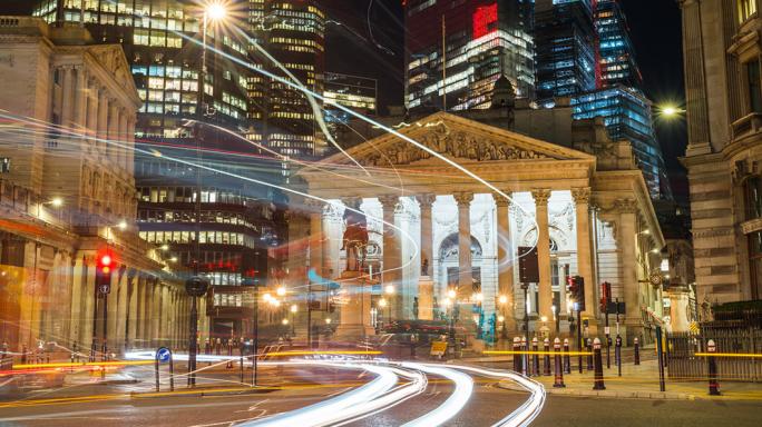 london stock exchange at night
