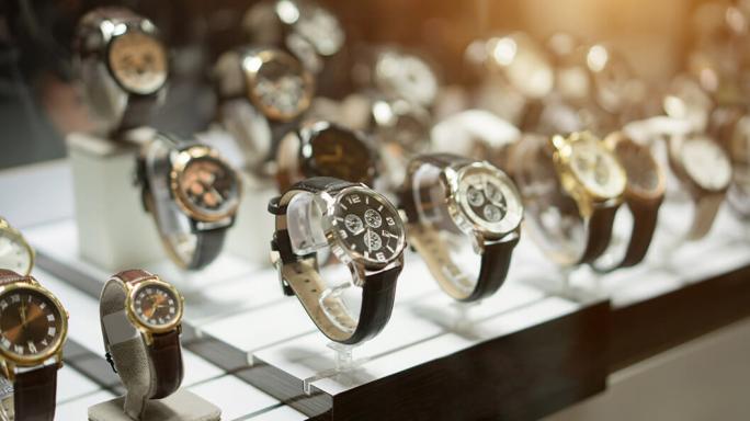 luxury watches in showcase