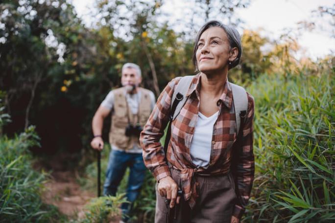 mature couple out on a hike