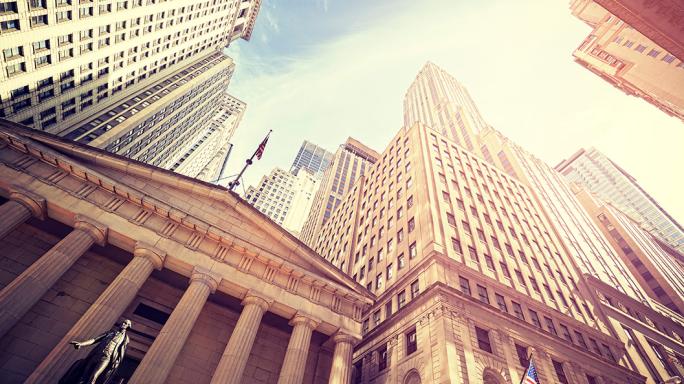 American skyline from the ground