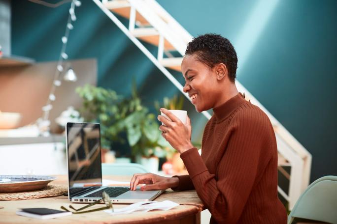 woman working on her finances at home