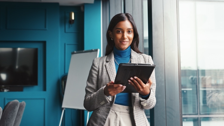 Confident lady working