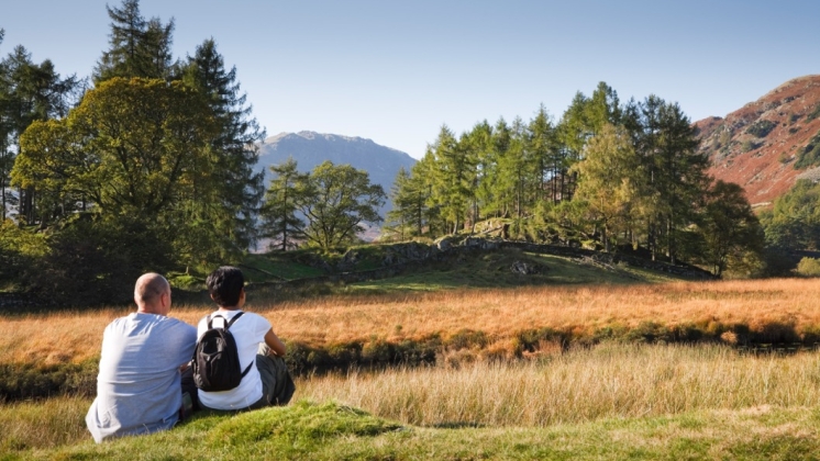 Couple enjoying British countryside