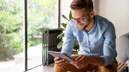 A man on a tablet