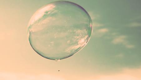 A single bubble flying