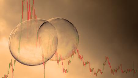 A chart overlaid with bubbles