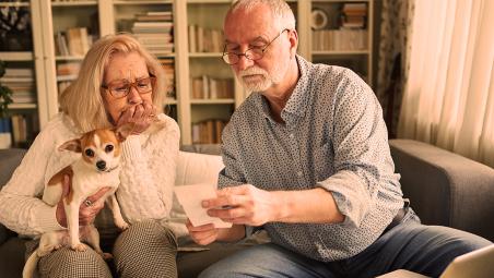 Couple checking finances
