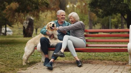 Happy couple in park
