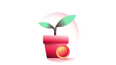 Potted plant with coin, representing junior pension savings
