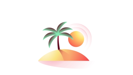 Palm tree on an island
