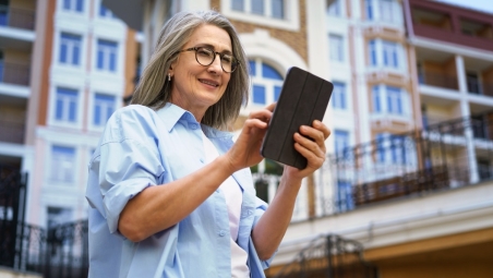 Lady checking portfolio