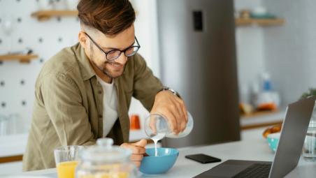 Man eating breakfast