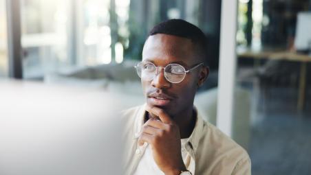 Man reading important information