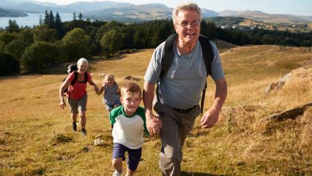 Man walking with grandchildren