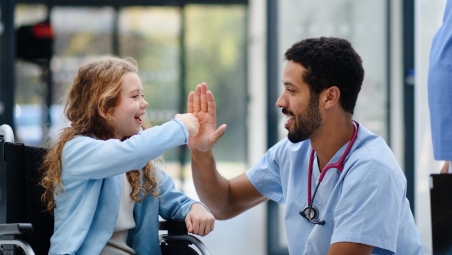 Medial worker with a child