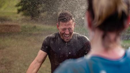Friends having a water fight
