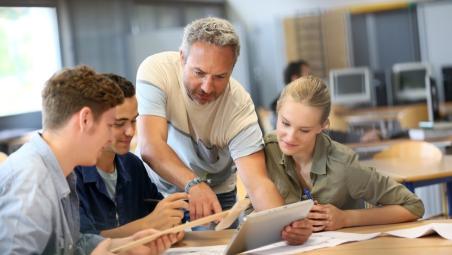Students being shown information