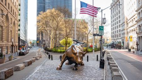 Statue of bull on Wall Street