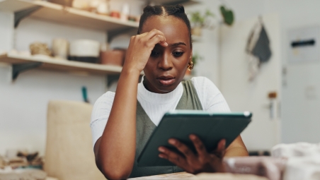 Woman looking at tablet